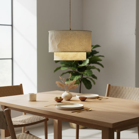 Sophia Natural Fabric Tiered Pendant Light