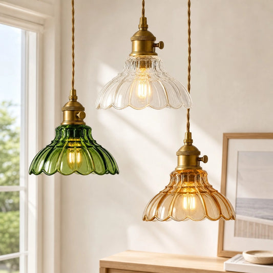 Sylvain Vintage Flower Glass Pendant Light