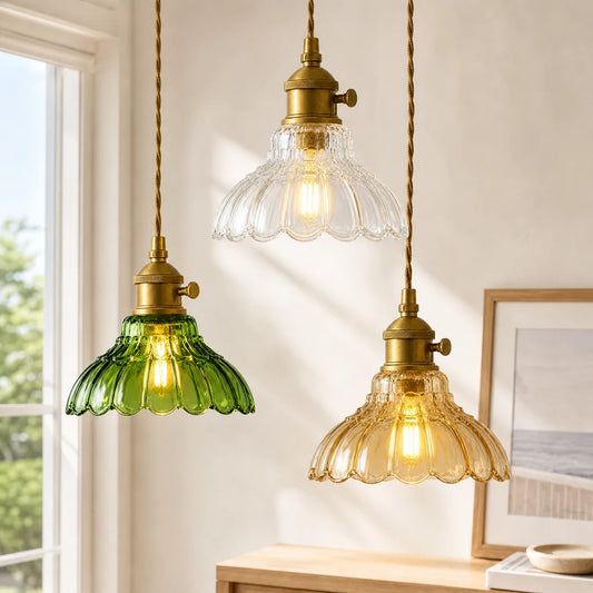 Sylvain Vintage Flower Glass Pendant Light