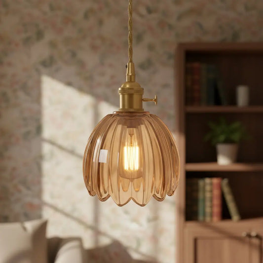 Talen Vintage Tulip Colorful Glass Pendant Light