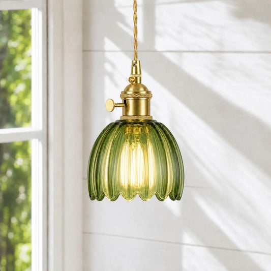 Talen Vintage Tulip Colorful Glass Pendant Light