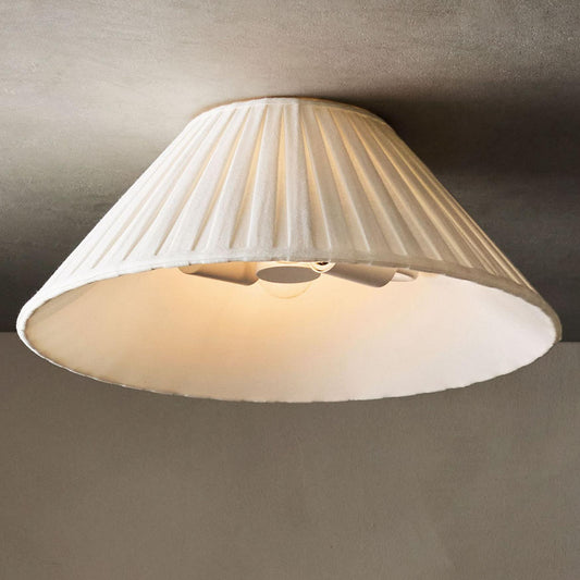 Tansy Rustic Round Pleated Shade Flush Mount
