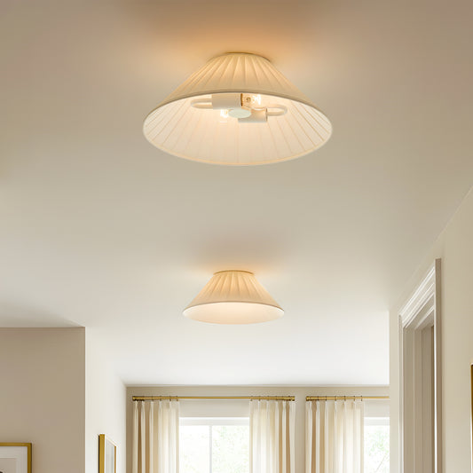 Tansy Rustic Round Pleated Shade Flush Mount