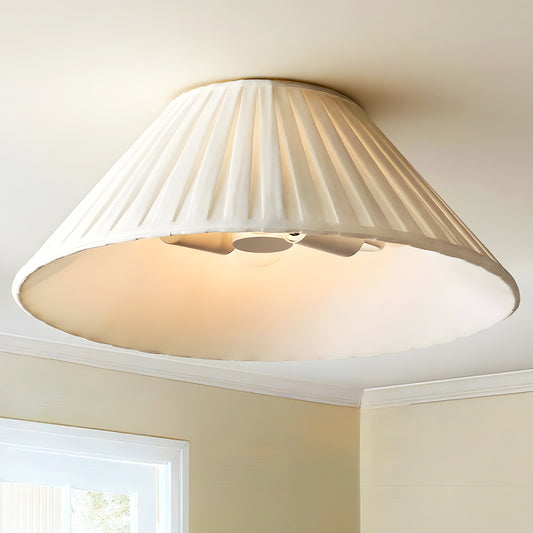 Tansy Rustic Round Pleated Shade Flush Mount