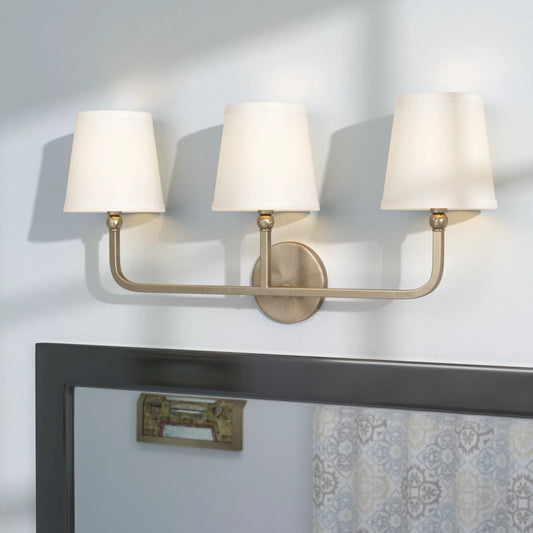 Tethys Modern Flared White Fabric Vanity Light