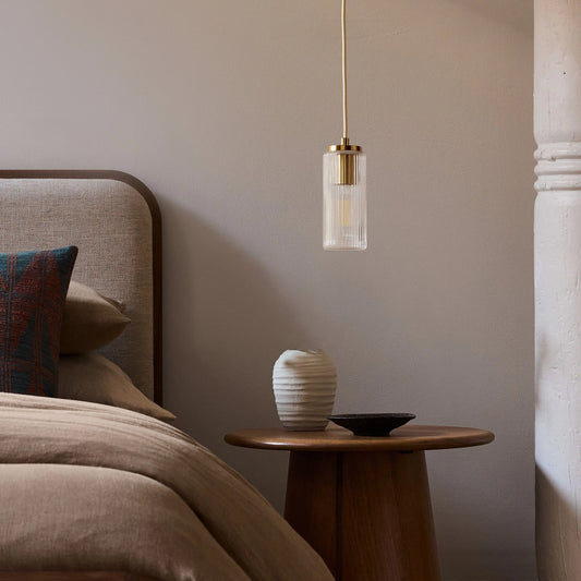 Thaddeus Minimalist Cylinder Ribbed Glass Pendant Light