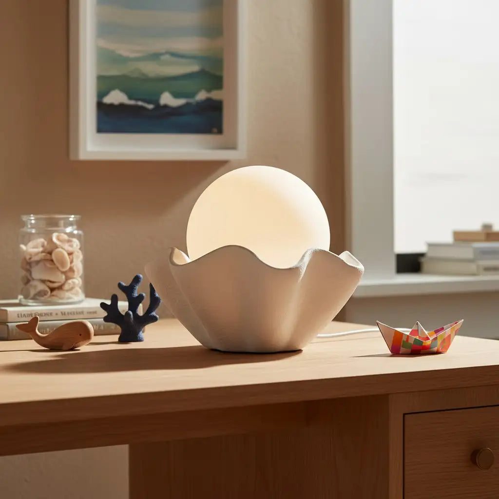 Thalassa Modern Wavy Shell Ceramic Table Light