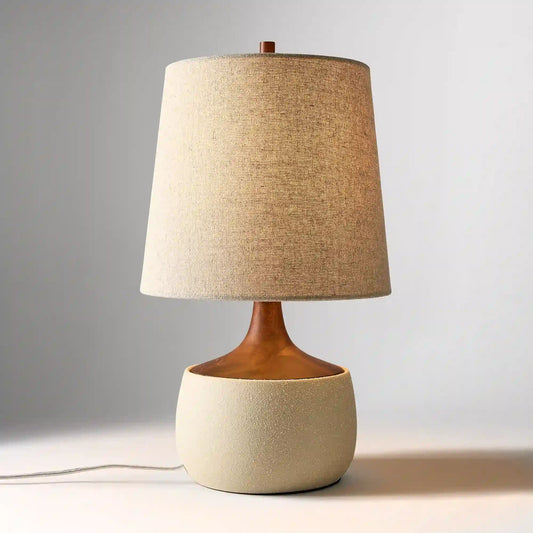 Thalyn Mid-Century Natural Linen Ceramic Table Light
