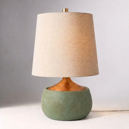 Thalyn Mid-Century Natural Linen Cement Table Light