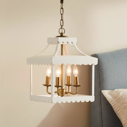 Theresa Vintage Scalloped Lantern Metal Chandelier