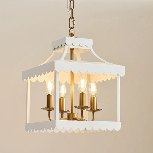 Theresa Vintage Scalloped Lantern Metal Chandelier