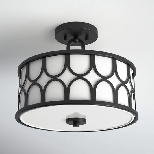 Tiberius Luxury 2-Light Drum Frame Semi Flush Mount Light