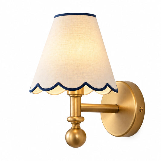 Titus Scalloped Fabric Brass Wall Sconce