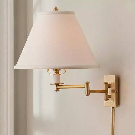 Tityos Retro Swing Arm Linen Metal Wall Sconce