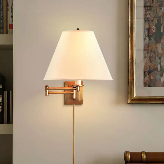 Tityos Retro Swing Arm Linen Metal Wall Sconce