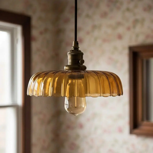 Torin Vintage Flower Glass Brass Pendant Light