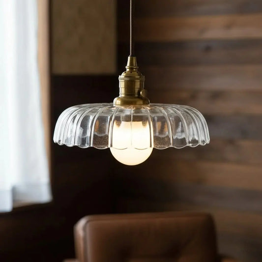 Torin Vintage Flower Glass Brass Pendant Light