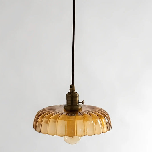 Torin Vintage Flower Glass Brass Pendant Light