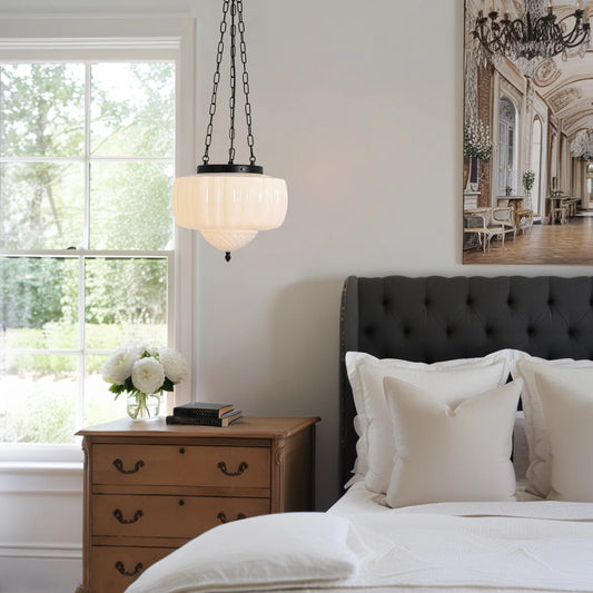 Triton Mid-Century Modern Milk Glass Pendant Light