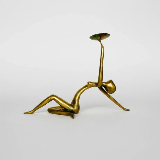Diana Retro Brass Art Dancing Female Candle Holder