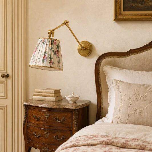 Ursula Vintage Ruched Printed Adjustable Wall Sconce