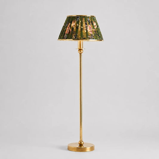 Ursula Vintage Ruched Printed Shade Brass Table Light