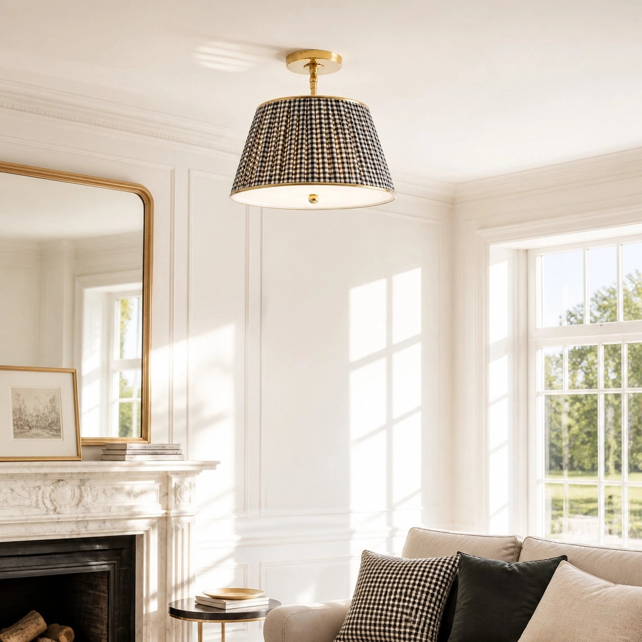 Ursula Vintage Country Brass Printed Pleated Ceiling Lamp (16).webp__PID:c7086678-1565-4e9e-a05a-7c821da778fe