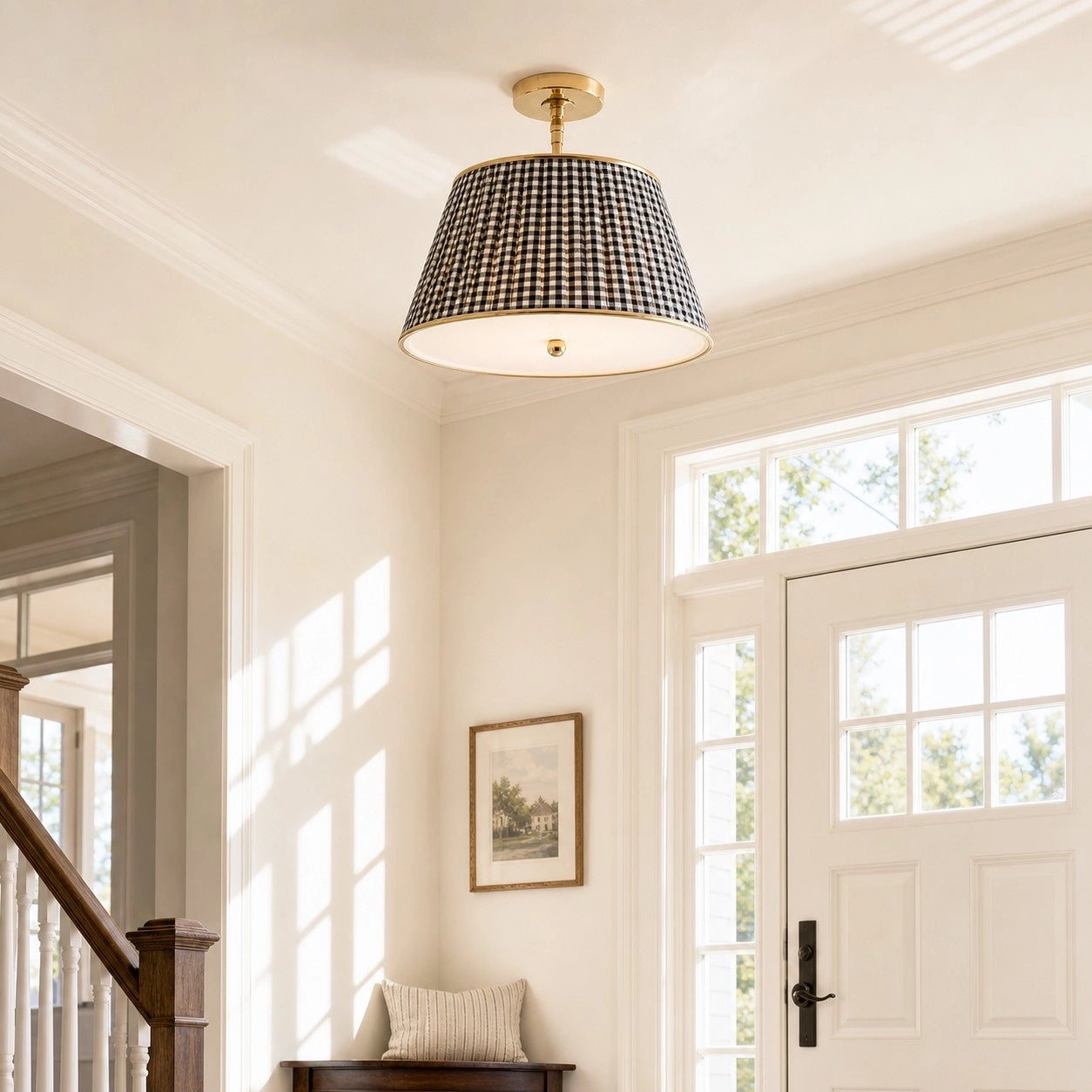 Ursula Vintage Country Brass Printed Pleated Ceiling Lamp (8).webp__PID:51f93d9d-8c61-40bc-8708-66781565be9e