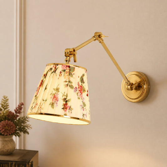Ursula Vintage Ruched Printed Adjustable Wall Sconce