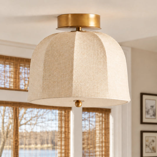 Plafonnier trompette en lin vintage Vanna 