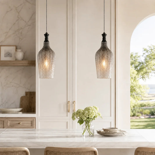 Velmira Modern Art Deco Textured Glass Pendant Light