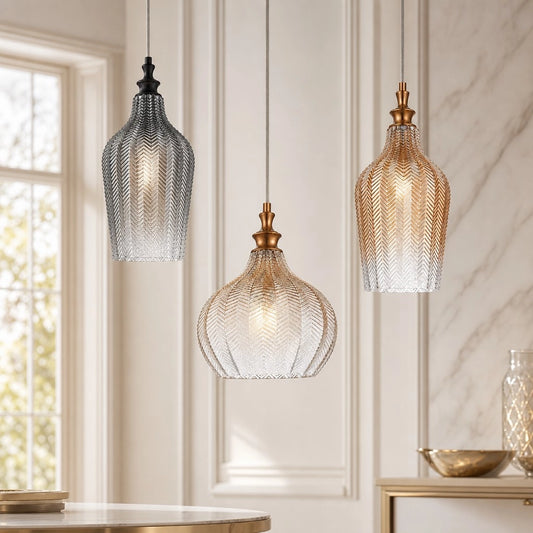 Velmira Modern Art Deco Textured Glass Pendant Light