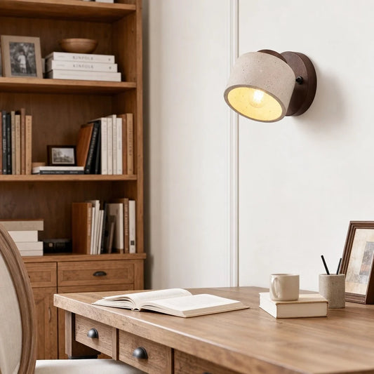 Maris Adjustable Travertine Wood Wall Sconce