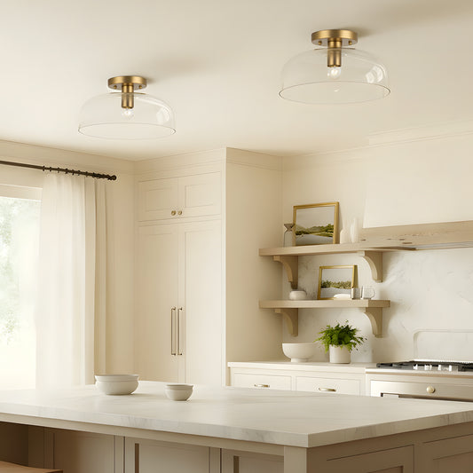 Vera Modern Glass Dome Semi Flush Mount
