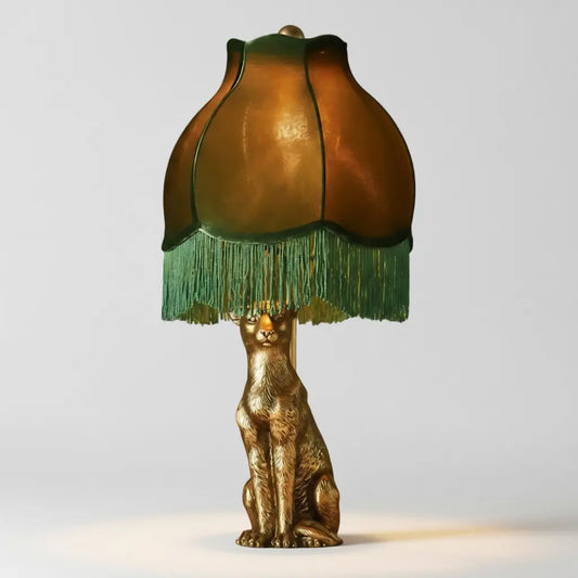Verde Vintage Velvet Shade Leopard Table Light