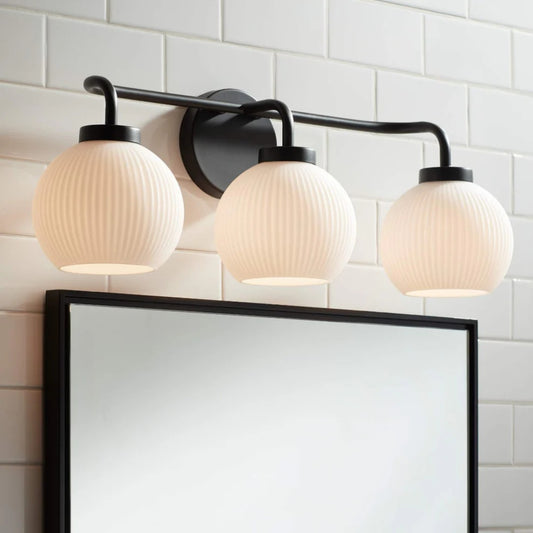 Vero Minimalist 3-Light Milk Glass Wall Sconce