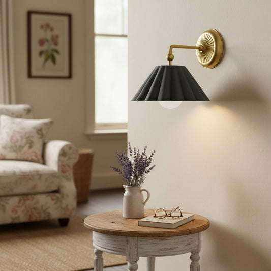 Vesta Farmhouse Gold Leaf Scallop Wall Sconce