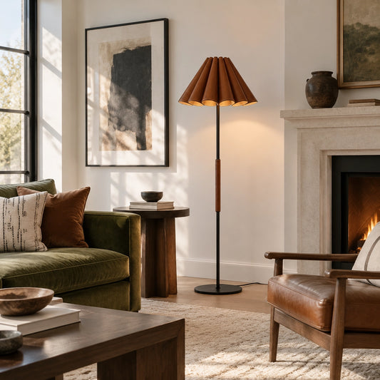 Viggo Leather Pleat Floor Lamp