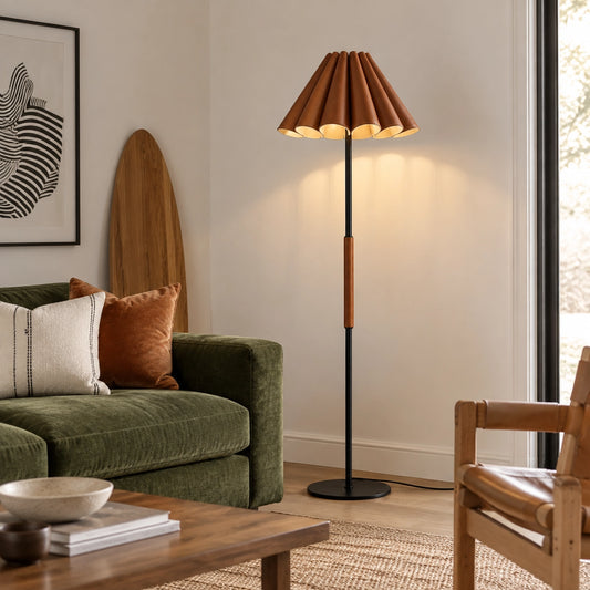 Viggo Leather Pleat Floor Lamp