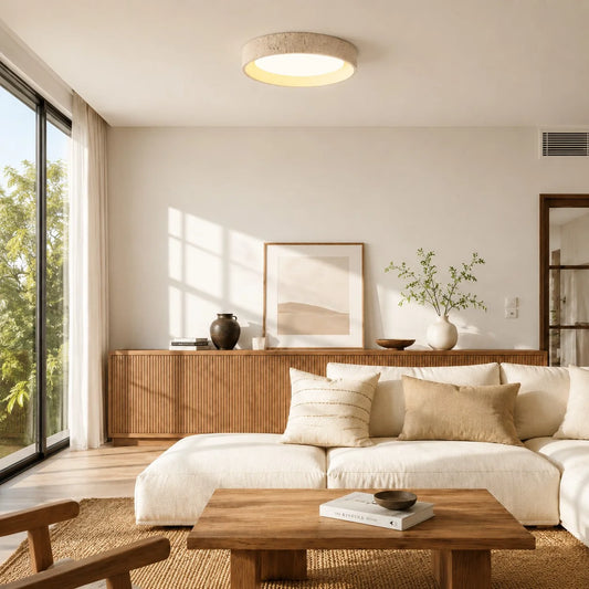 Cosima Vintage-Style Drum Travertine Ceiling Light