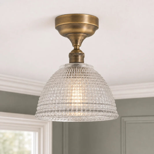 Mabel Vintage Prismatic Glass Semi Flush Mount Ceiling Light