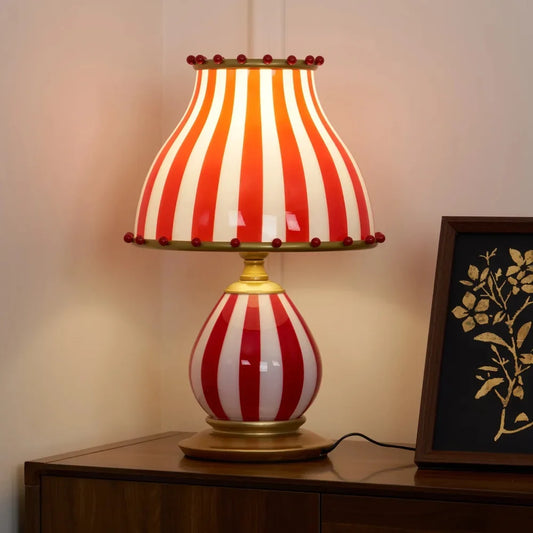 Rosalie Modern Whimsical Red Striped Table Lamp