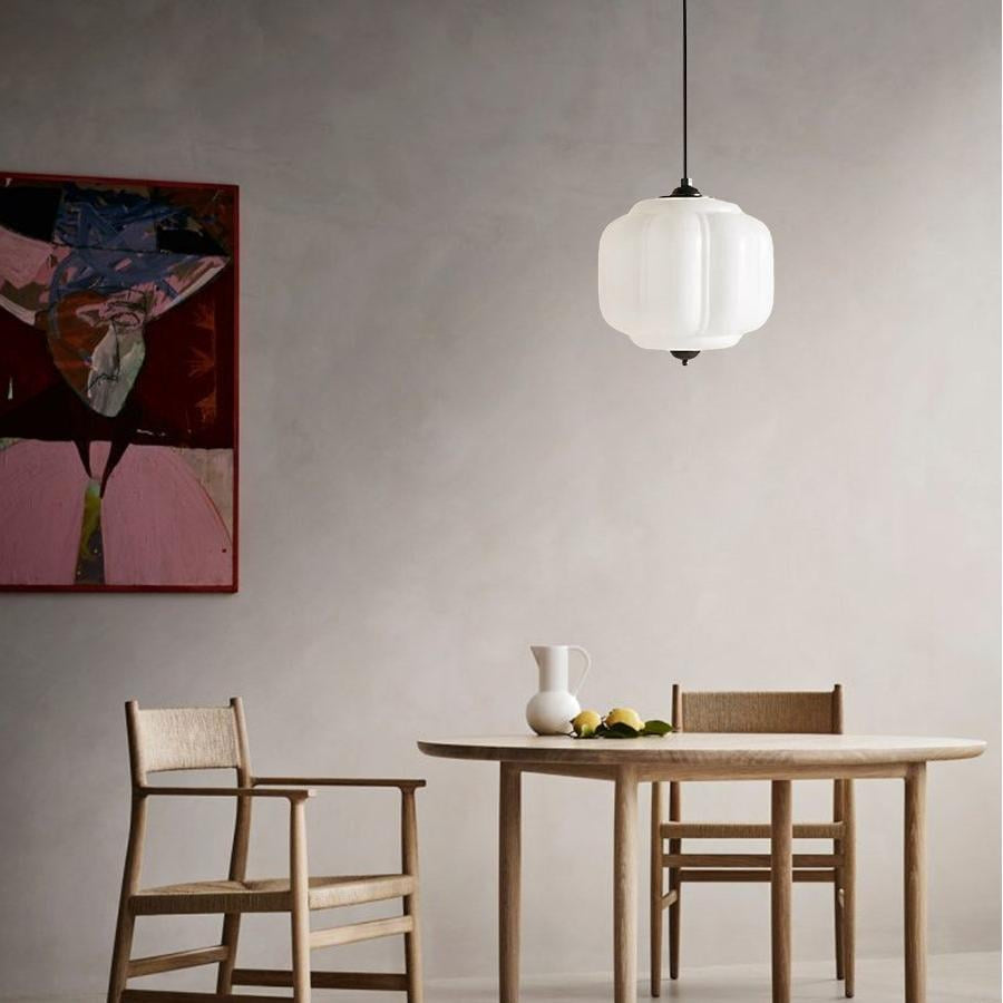 Assoiled Vintage Milk Glass Oiled Brass Eloise Pendant Light | Lucia Living