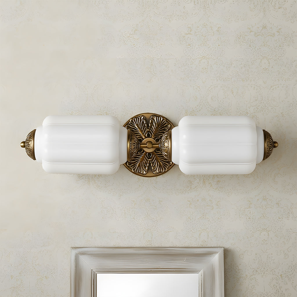 Vintage Art Deco Milk Glass Eloise Vanity Light Fixture