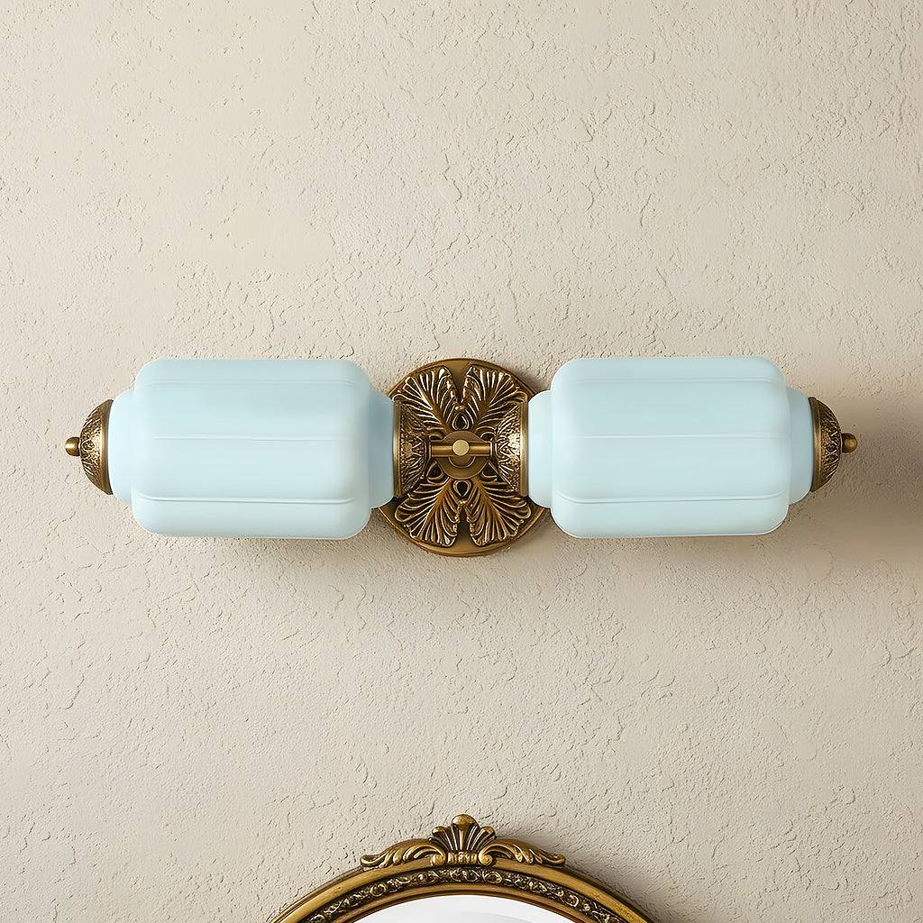 Vintage Art Deco Milk Glass Eloise Vanity Light Fixture