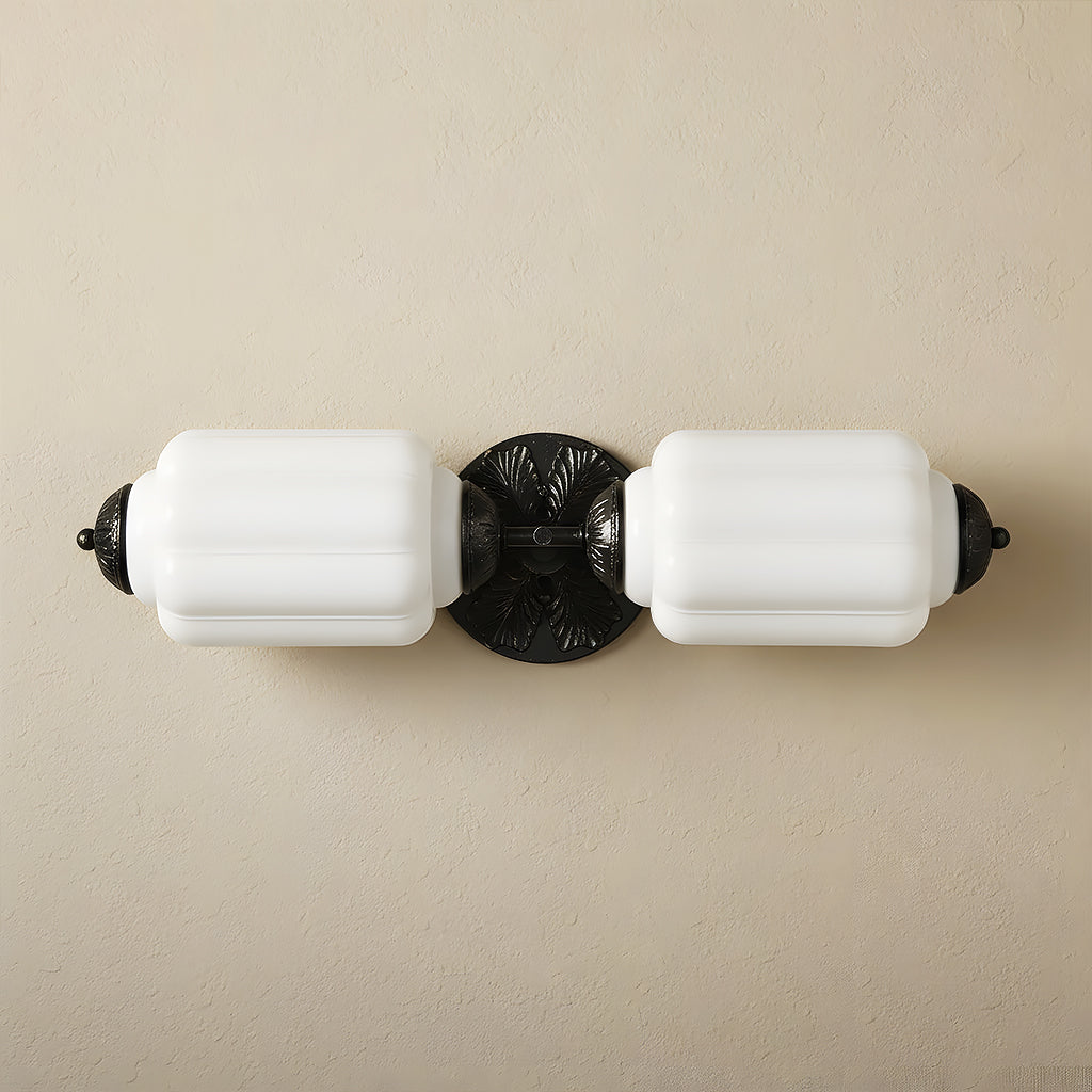 Vintage Art Deco Milk Glass Eloise Vanity Light Fixture