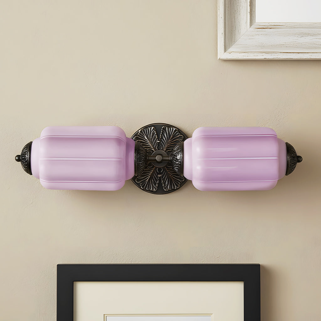 Vintage Art Deco Milk Glass Eloise Vanity Light Fixture