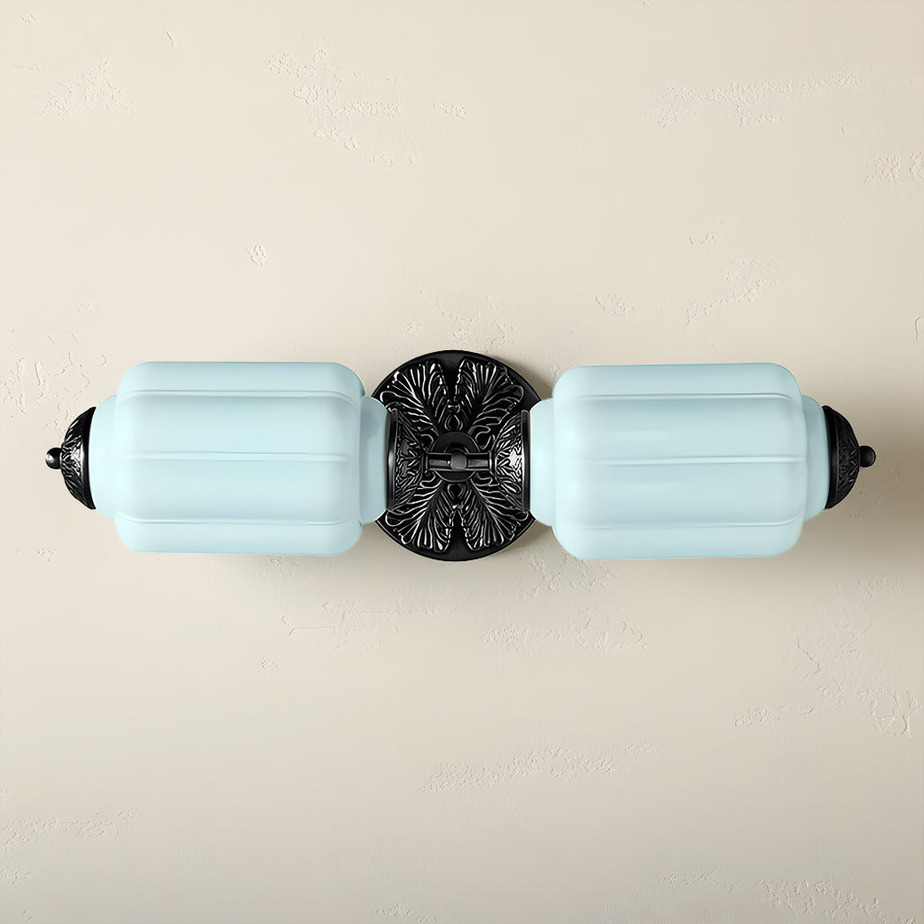 Vintage Art Deco Milk Glass Eloise Vanity Light Fixture