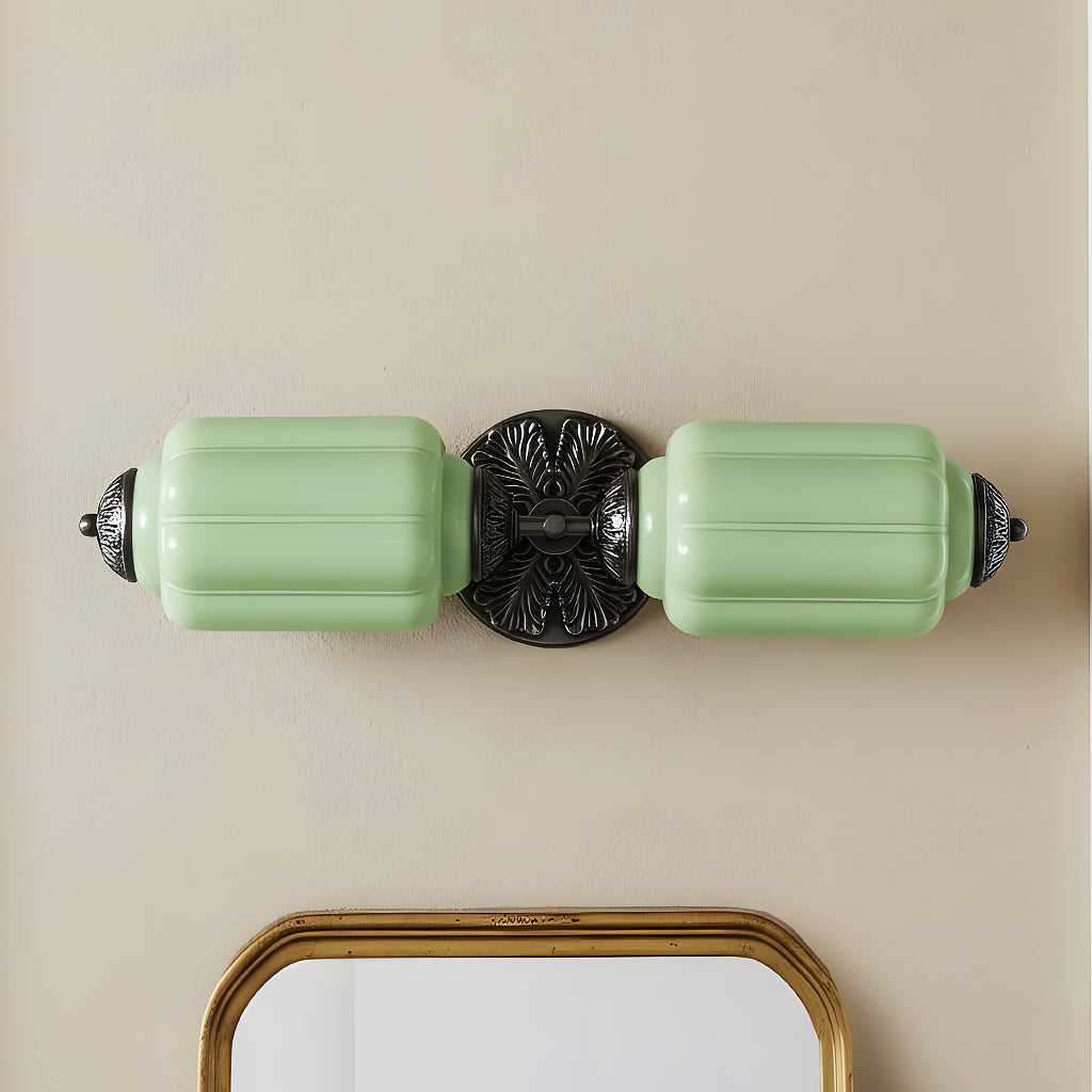 Vintage Art Deco Milk Glass Eloise Vanity Light Fixture