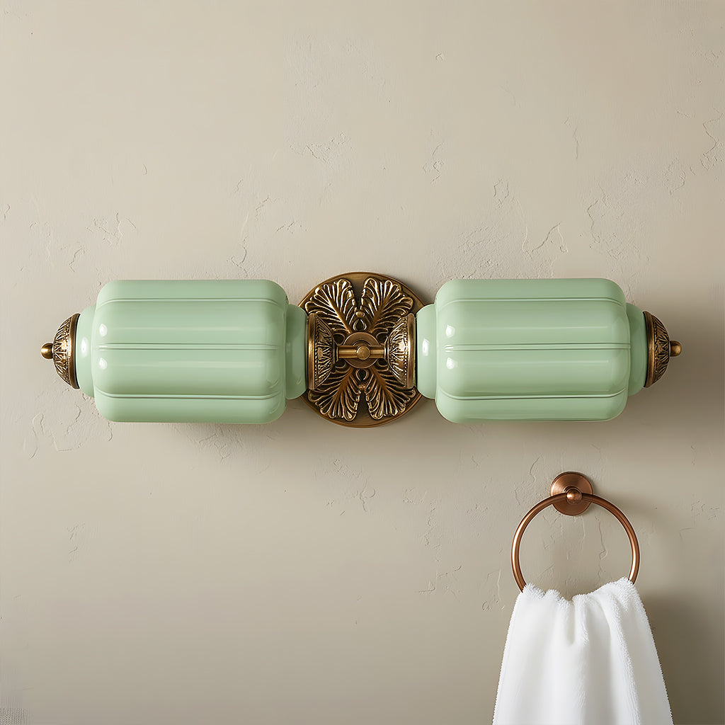 Vintage Art Deco Milk Glass Eloise Vanity Light Fixture